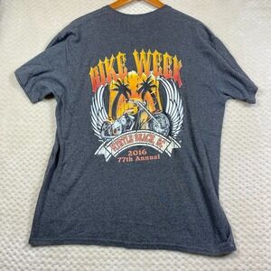 Myrtle Beach Bike Week T-Shirt Mens Large 2016 77th Annual Palm Trees Gray Tee